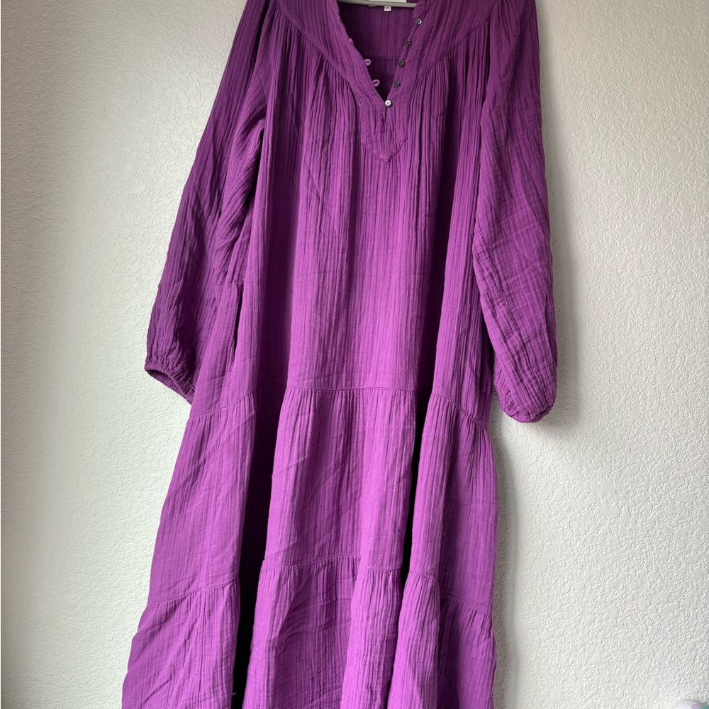 XiRENA Vibrant Purple Button-Up Dress